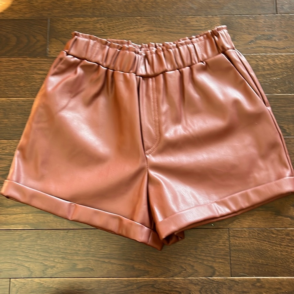 Pleather Cuffed Dressy Shorts